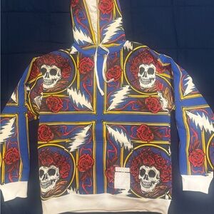 Vibrant Skull and Rose Hoodie - Multicolor